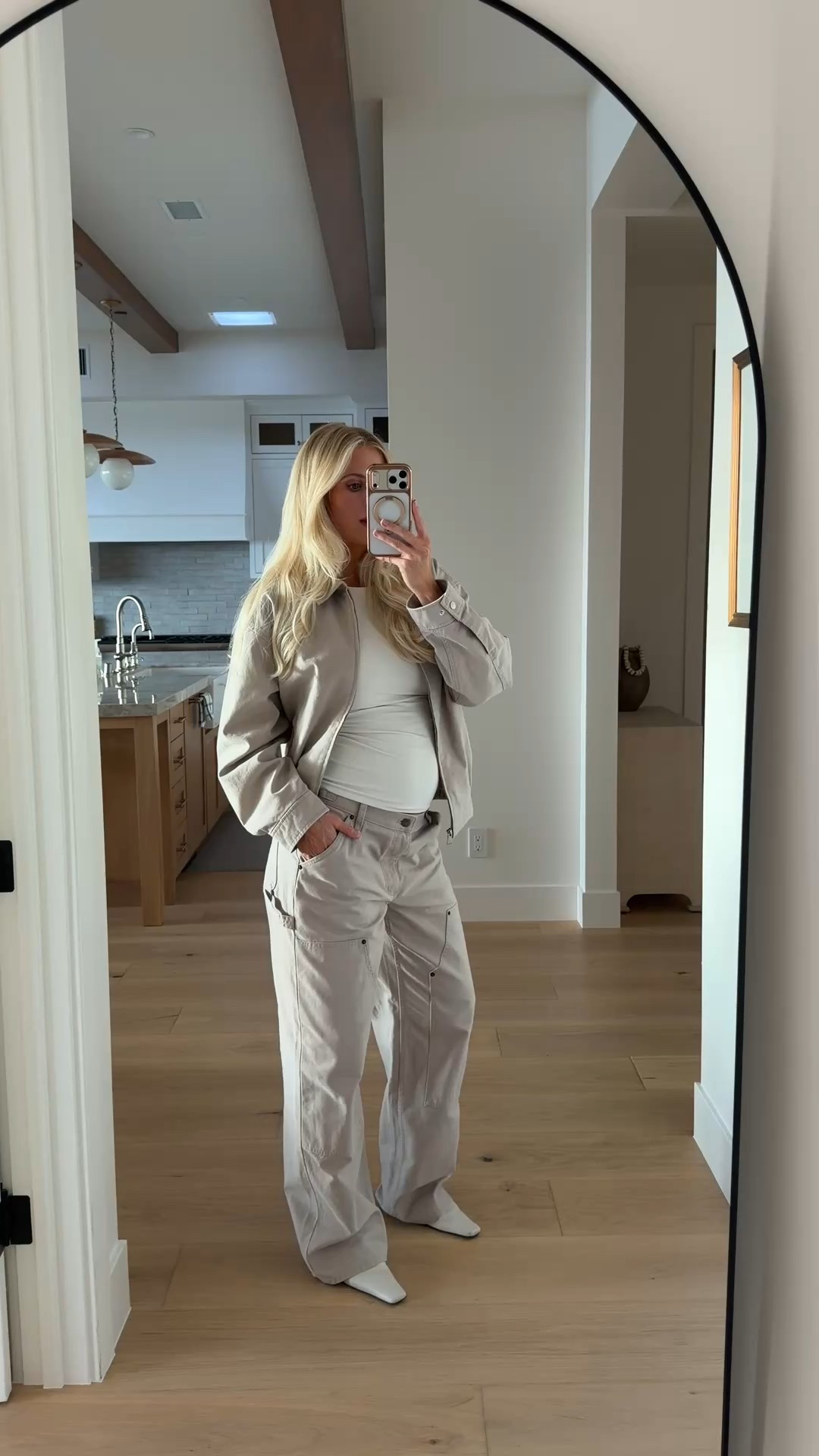 Wearing a medium in top & jacket. 10 in pants  - sized up in both for pregnancy, shoes are tts (linked similar)! Code KATHLEEN20 for discount on HM site (earrings). #kathleenpost

Spring transition outfit, casual chic outfit, bump friendly, maternity look

#LTKSeasonal #LTKootd #LTKBump
