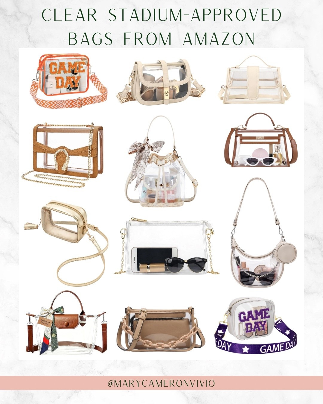 Stadium-Approved Clear Bags for Football season 🏈

We aren’t sacrificing style when we attend games! These clear bags are functional, fashionable, and affordable

Affordable fashion, football season, what to wear to a football game, Amazon fashion, found it on Amazon, clear bag, sports outfit, sports fashion

#LTKU #LTKSeasonal #LTKootd