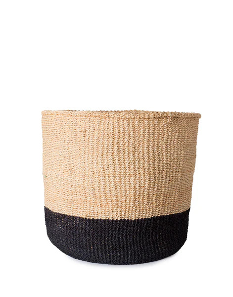Colorblock Sisal Basket - Black | The Little Market