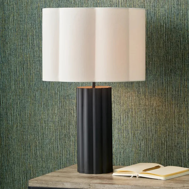 Petula Metal Scallop Table Lamp with Bloom Handloom Scalloped Cylinder Shade | Dunelm (migrated)