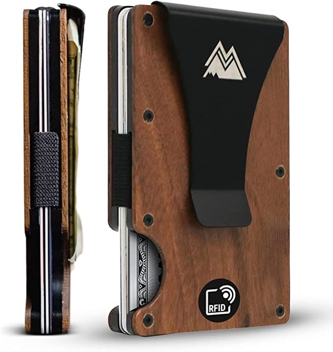 Mountain Voyage Minimalist Wallet for Men - Slim RFID Wallet I Natural Walnut Wood & Scratch Resi... | Amazon (US)