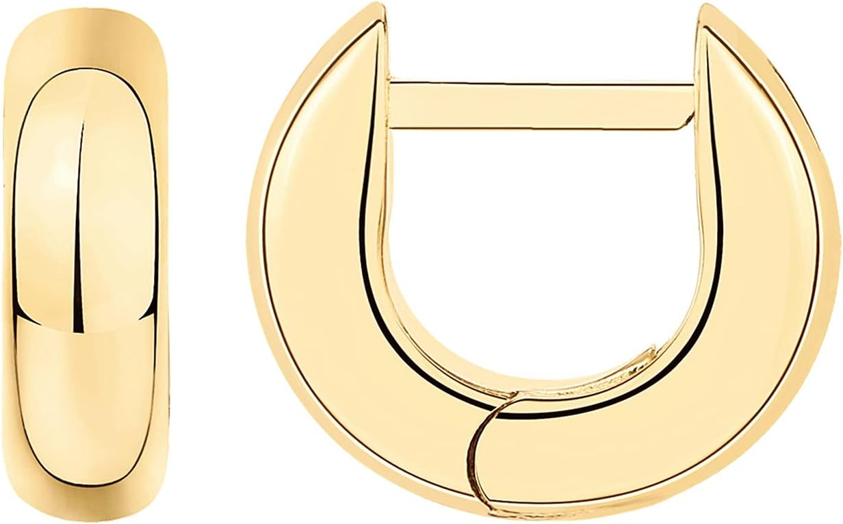 PAVOI 14K Gold Plated Chunky Huggie Earrings for Women, Small Hoop Earrings | Amazon (US)