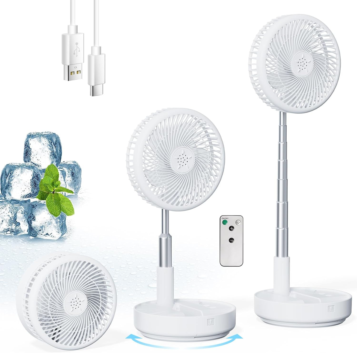 Portable Rechargeable Fan,7200mAh Battery Oscillating Fan with Remote | Amazon (US)