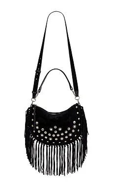 Isabel Marant Kanao Shoulder Strap Bag in Black & Silver from Revolve.com | Revolve Clothing (Global)