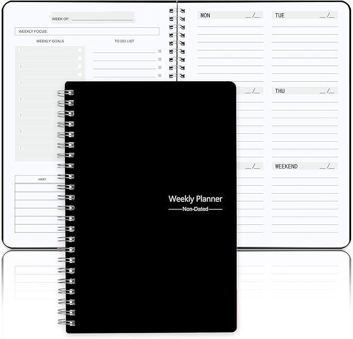 Undated Weekly Planner, Weekly Goals Notebook, A5 To Do List Planner, Habit Tracker Journal with ... | Amazon (US)