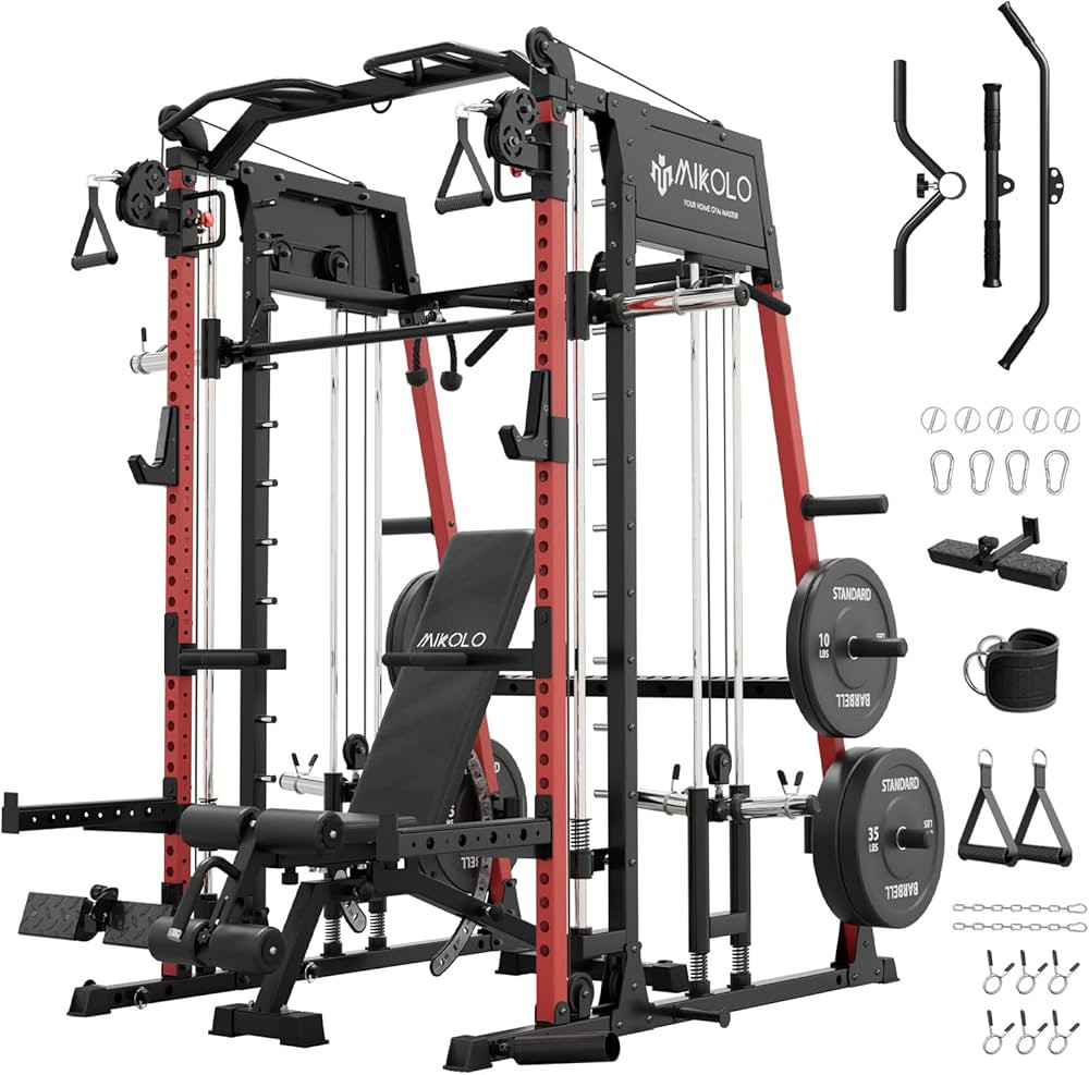 Mikolo M4 2.0 Smith Machine, 2200lbs Squat Rack with LAT-Pull Down System & Cable Crossover Machi... | Amazon (US)