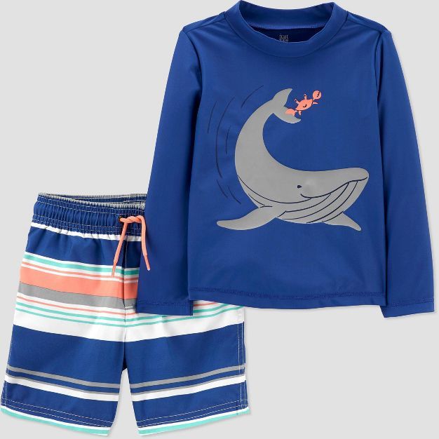 Toddler Boys' Whale Print Rash Guard Set - Just One You® made by carter's Blue | Target