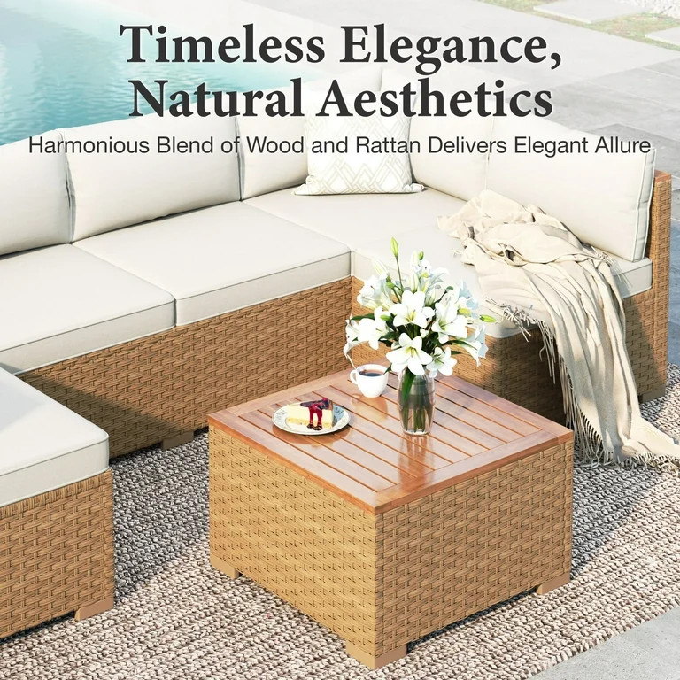 MF Studio 6-Piece Wicker Patio Furniture Set with Cover, Stackable Outdoor Sectional Conversation... | Walmart (US)