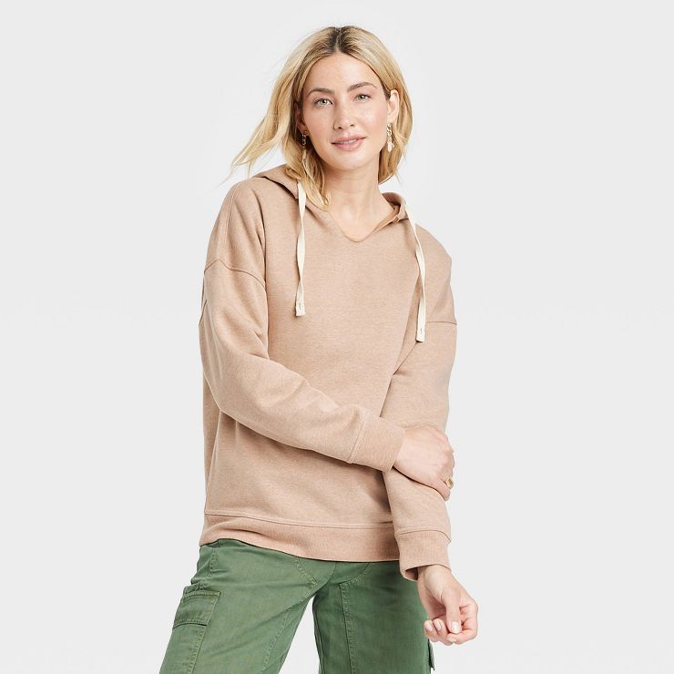 Women&#39;s Fleece Hooded Sweatshirt - Universal Thread&#8482; Light Brown M | Target