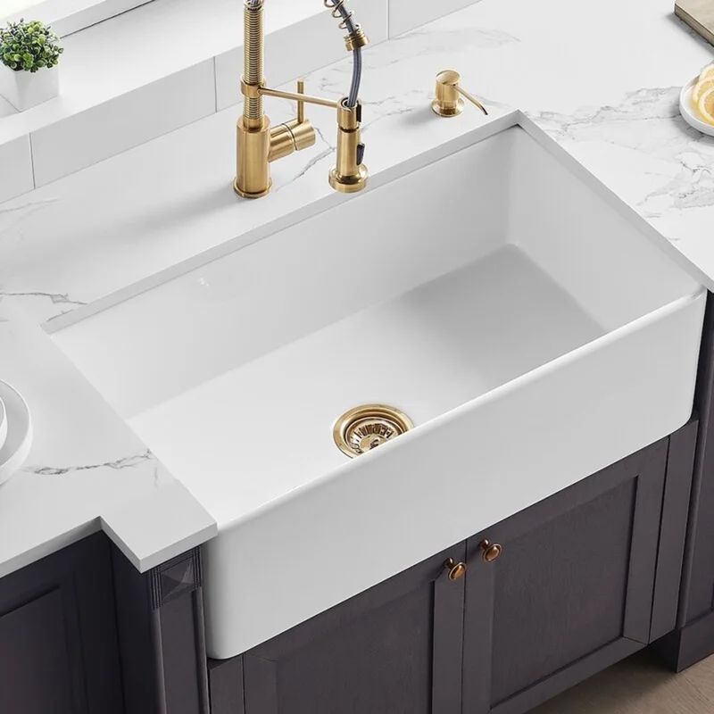 True Fireclay30" L x 18" W Farmhouse Kitchen Sink With Sink Grid and Strainer | Wayfair North America