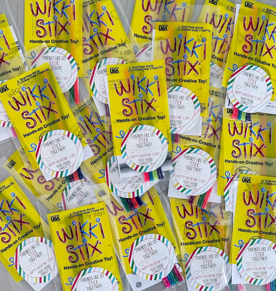 Valentine's Day Favor | Wikki Stix Valentine | Wiki Sticks Valentine | Friends Like Us STICK Toge... | Etsy (US)