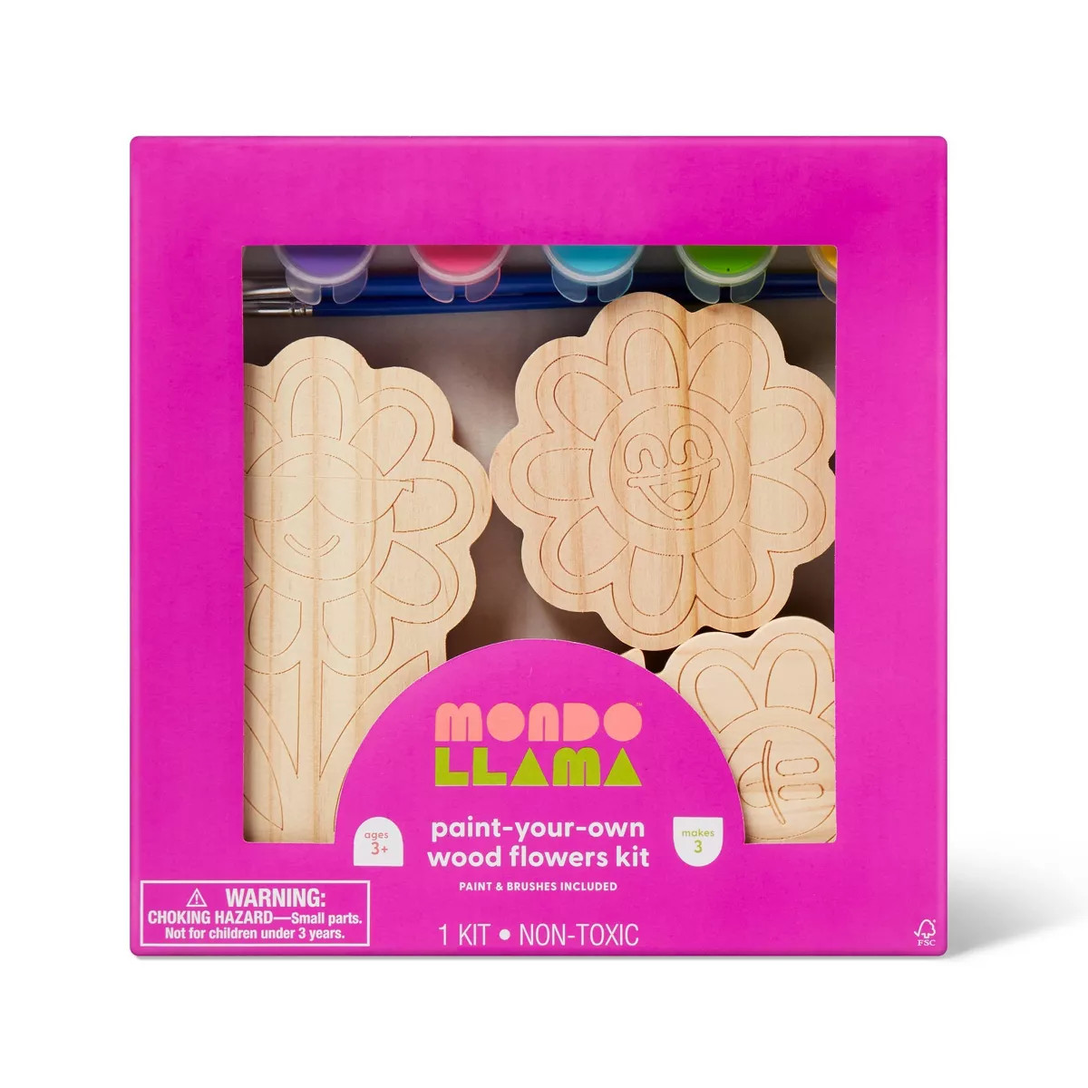 3ct Wood Flowers Painting Craft Kit- Mondo Llama™ | Target