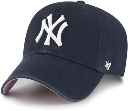 47 New York Yankees Primary Logo Ballpark Clean Up Dad Hat Baseball Cap -Navy Pink Bottom | Amazon (US)