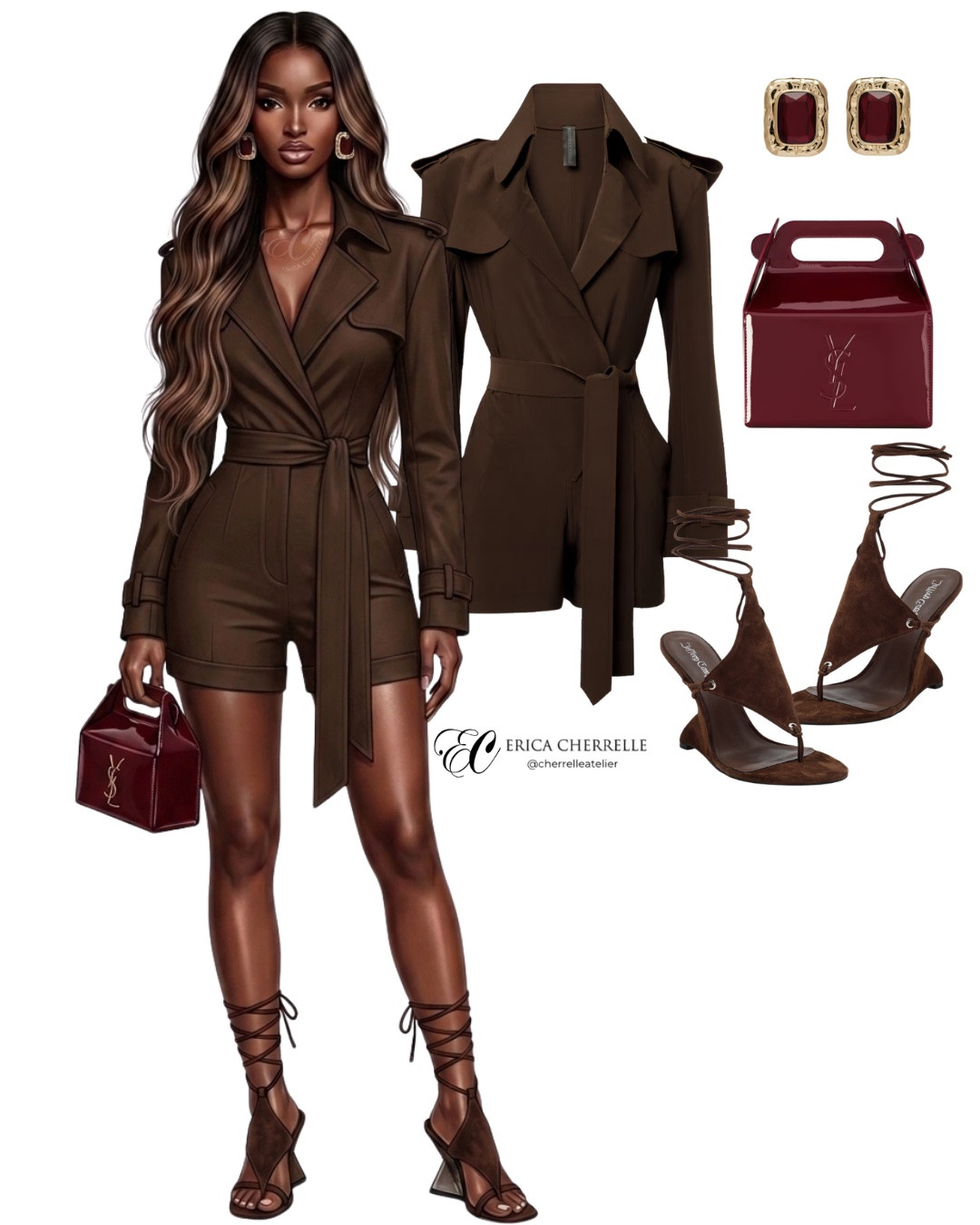 Chocolate tones and cherry-red accents—this is the new neutral. 🍫🍒 This belted trench romper is the ultimate blend of structure and allure for a look that commands respect and attention.

If you’re ready to transition your wardrobe into a high-fashion masterpiece, my styling books are officially open for new clients. Tap the link in bio to claim your spot and let’s start your style evolution! ✨👠   

✔️ DM/Email for styling services
•
• Product Links in Bio 🔗 
• Save this post for future inspo
Follow @cherrelleatelier on IG for daily outfit inspiration

#virtualstylist  #chocolatetones #burgundy #FashionStylist #personalstylist

#LTKootd #LTKSeasonal #LTKMothersDay