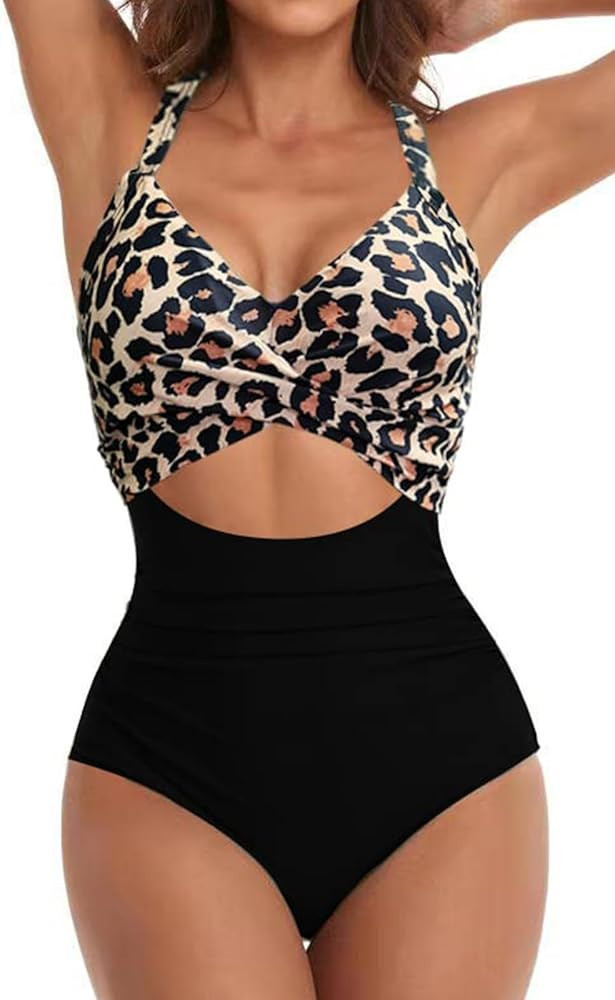 Eomenie Women's One Piece Swimsuits Tummy Control Cutout High Waisted Bathing Suit Wrap Tie Back ... | Amazon (US)