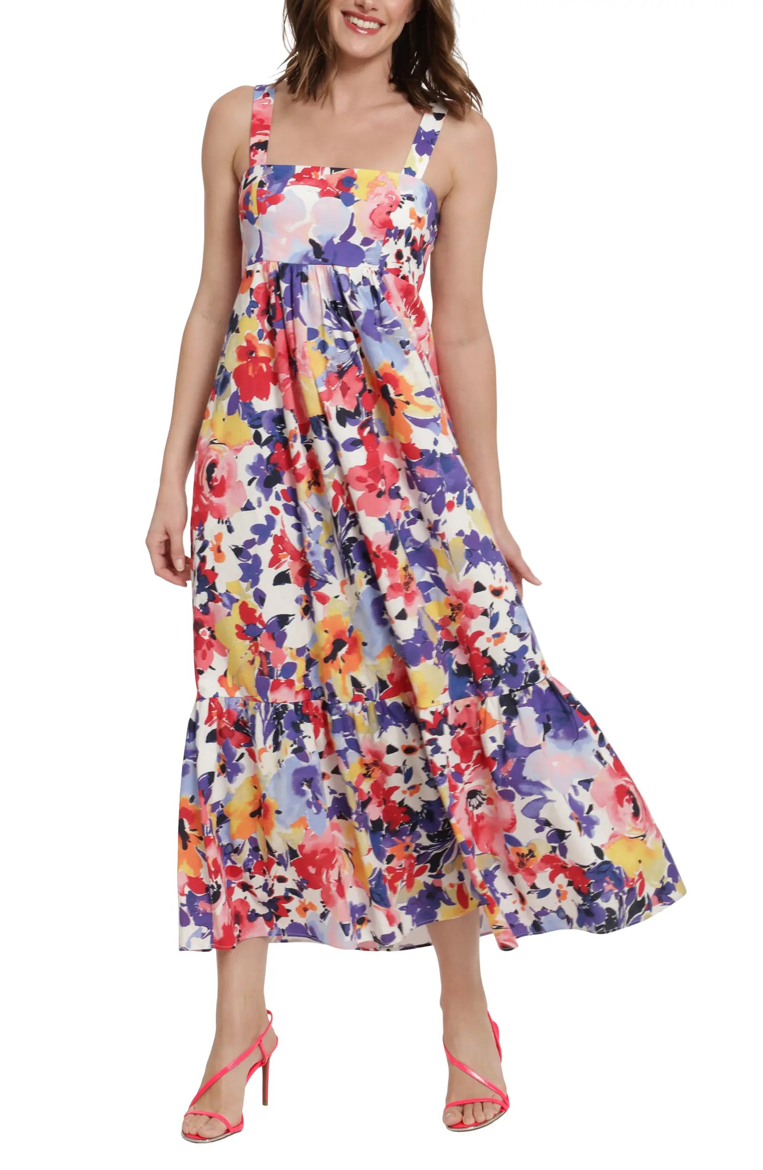 Smocked Back Floral Tiered Babydoll Maxi Dress | Nordstrom Rack