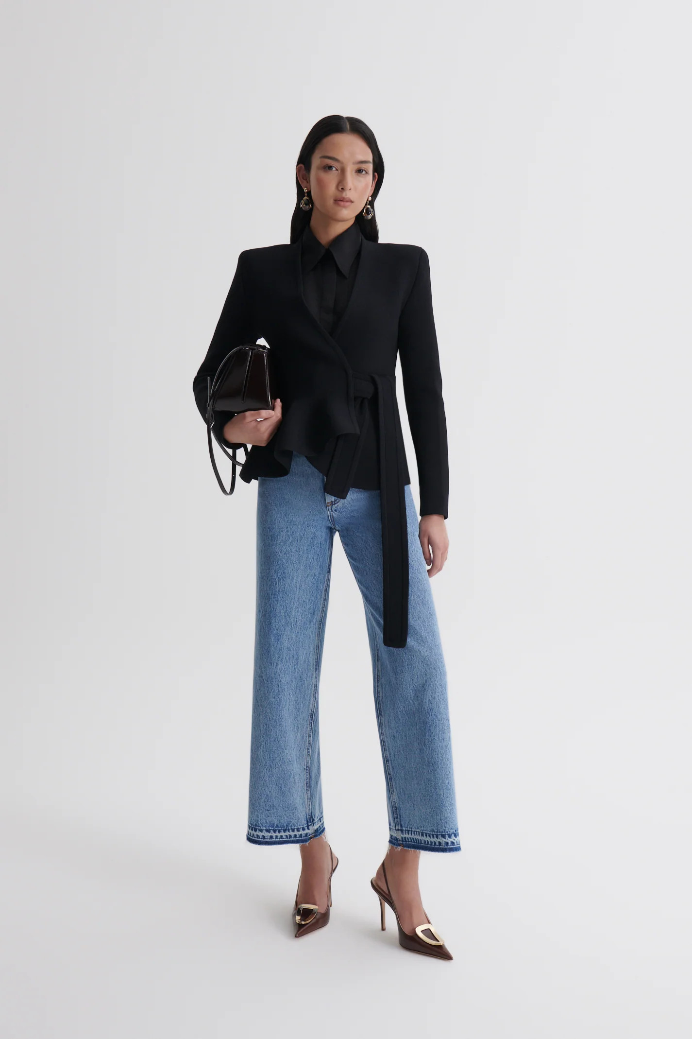 DENIM CROPPED FRAYED HEM JEAN - MID.INDIGO - Scanlan Theodore | Scanlan Theodore AU