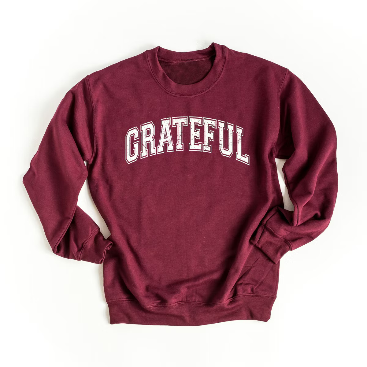 Simply Sage Market Grateful Varsity Sweatshirt - S - Maroon | Target