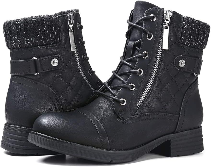 STQ Women's Combat Boots Lace up Ankle Booties | Amazon (US)