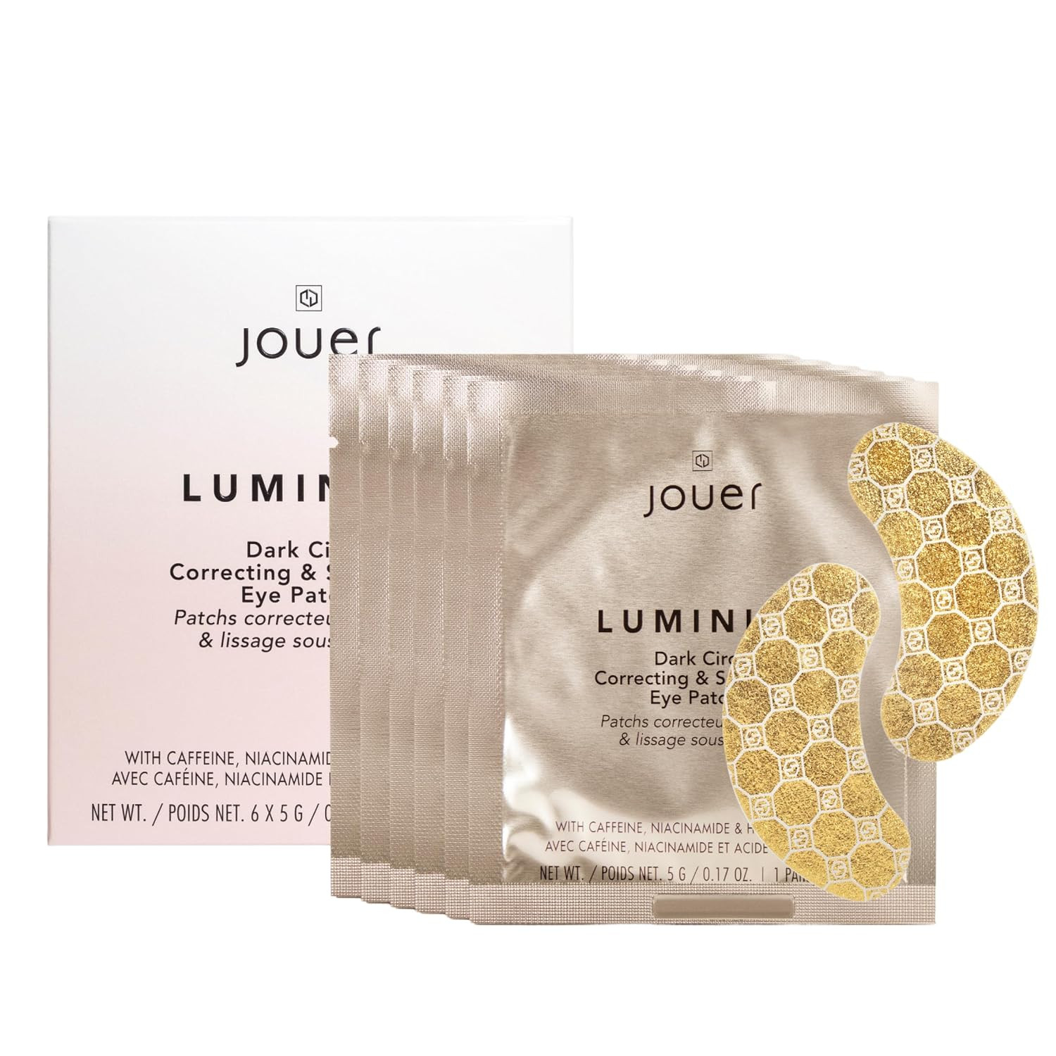 Jouer Luminize Dark Circle Correcting & Smoothing Eye Patches, Caffeine Eye Patch for Dark Circles and Puffiness, Under Eye Mask Patch for Wrinkles | $36 Value | Amazon (US)