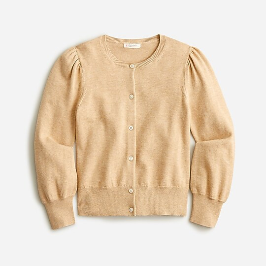 Girls' puff-sleeve cotton cardigan sweater | J. Crew US