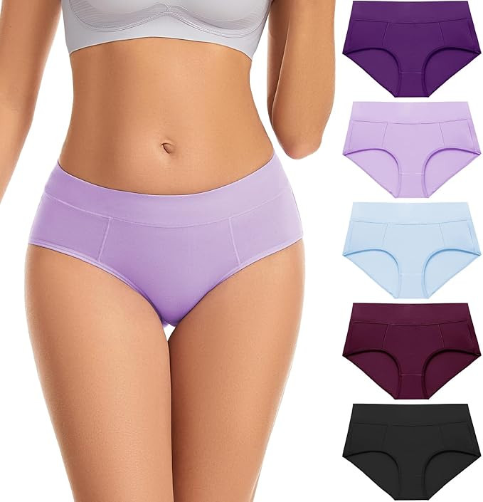 Underwear for Women Cotton High Waisted Briefs Full Coverage Underwear Soft Strech Breathable 2 P... | Amazon (US)