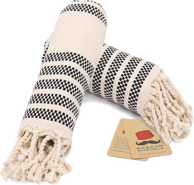 Bazaar Anatolia Turkish Hand Towels Set of 2 Bathroom Towels 33x19 inches 100% Cotton Bath Kitche... | Amazon (US)