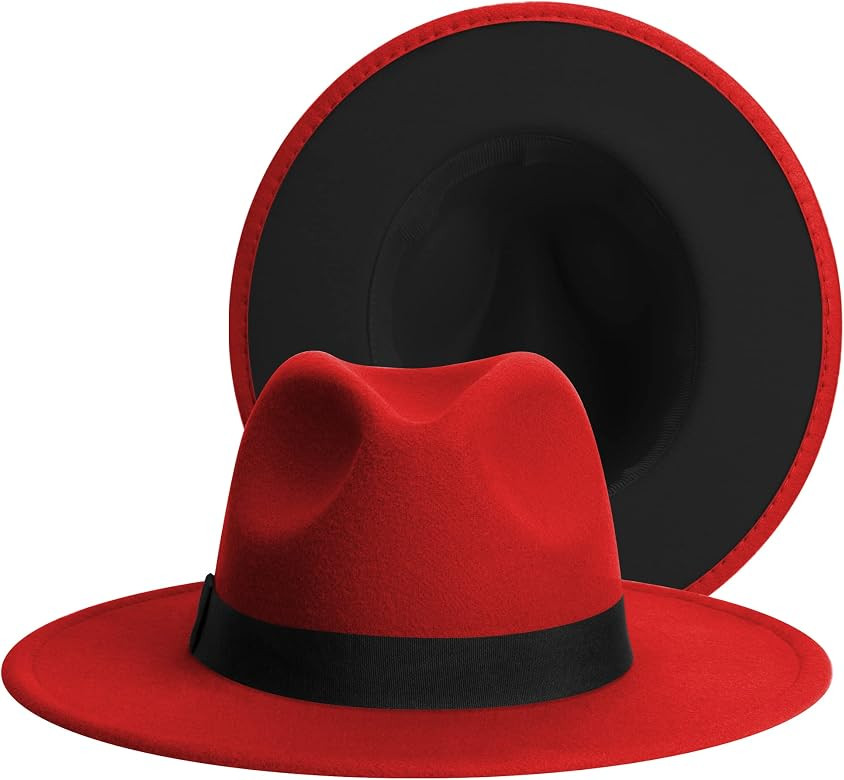 SAJUZEN Womens & Mens Fedora Hats, Wide Brim Fedora Hats for Women Men | Amazon (US)