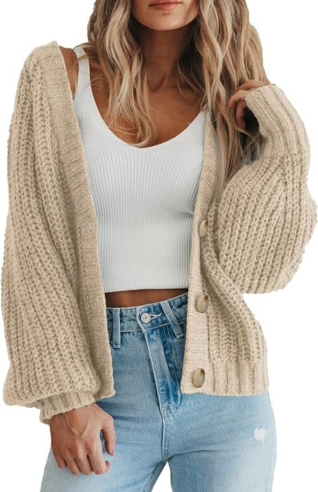 PRETTYGARDEN Women's Chunky Knit Open Front Cardigan Sweaters Fall Outfits | Amazon (US)