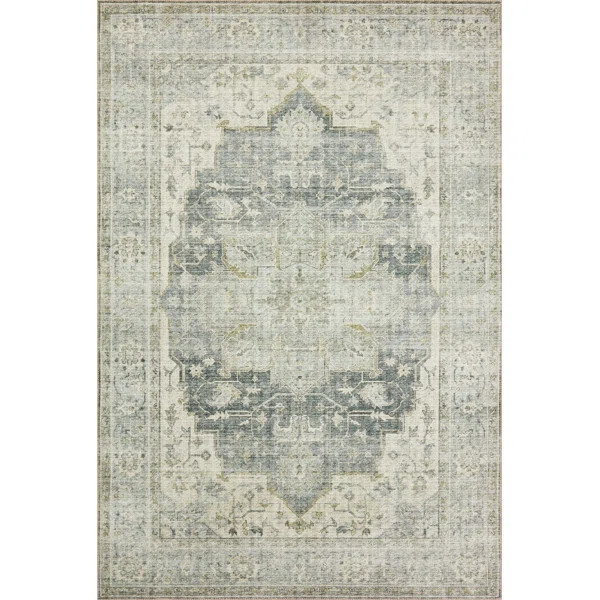 Appy Machine Woven Performance Gray/Green Rug | Wayfair North America