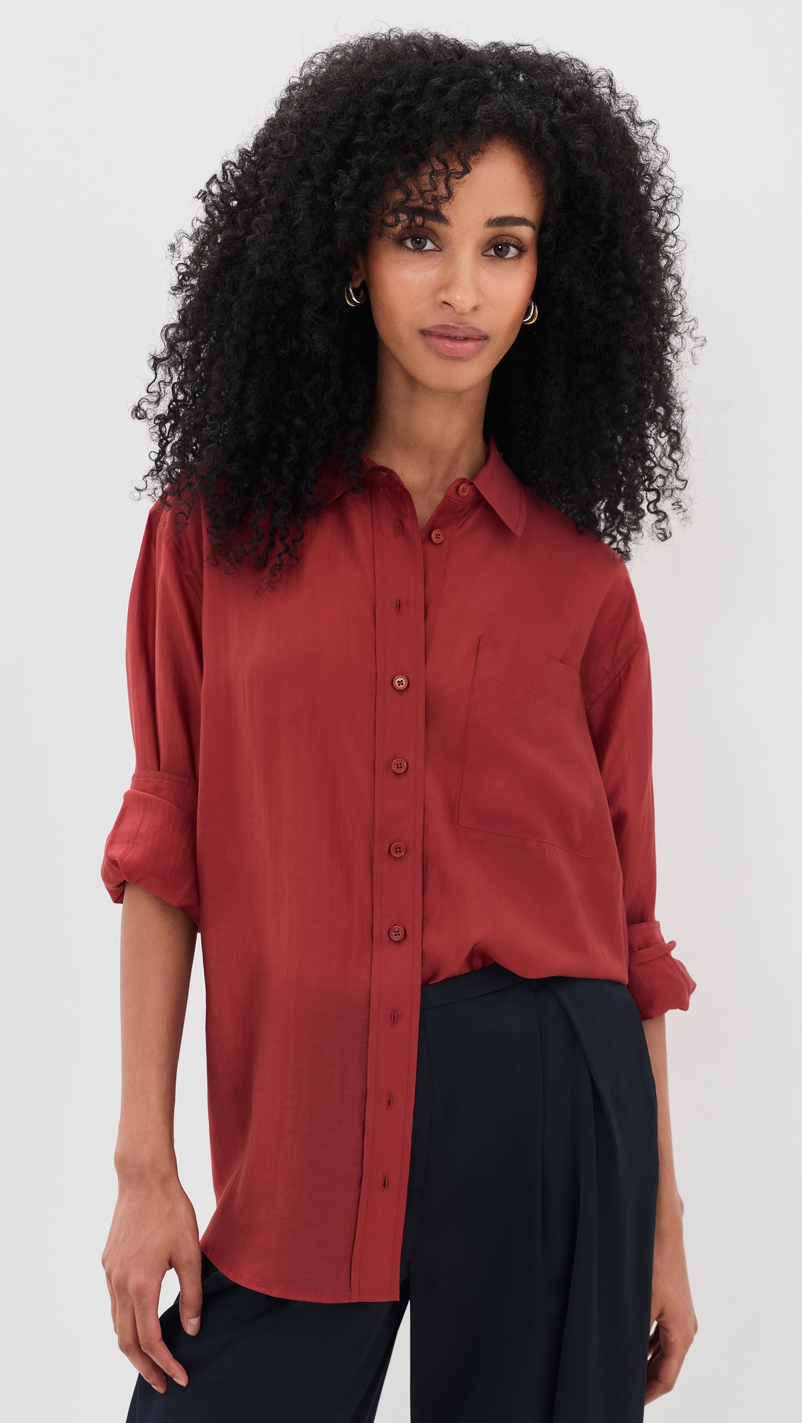 Eli Oversized Shirt - Sheer Red | Shopbop