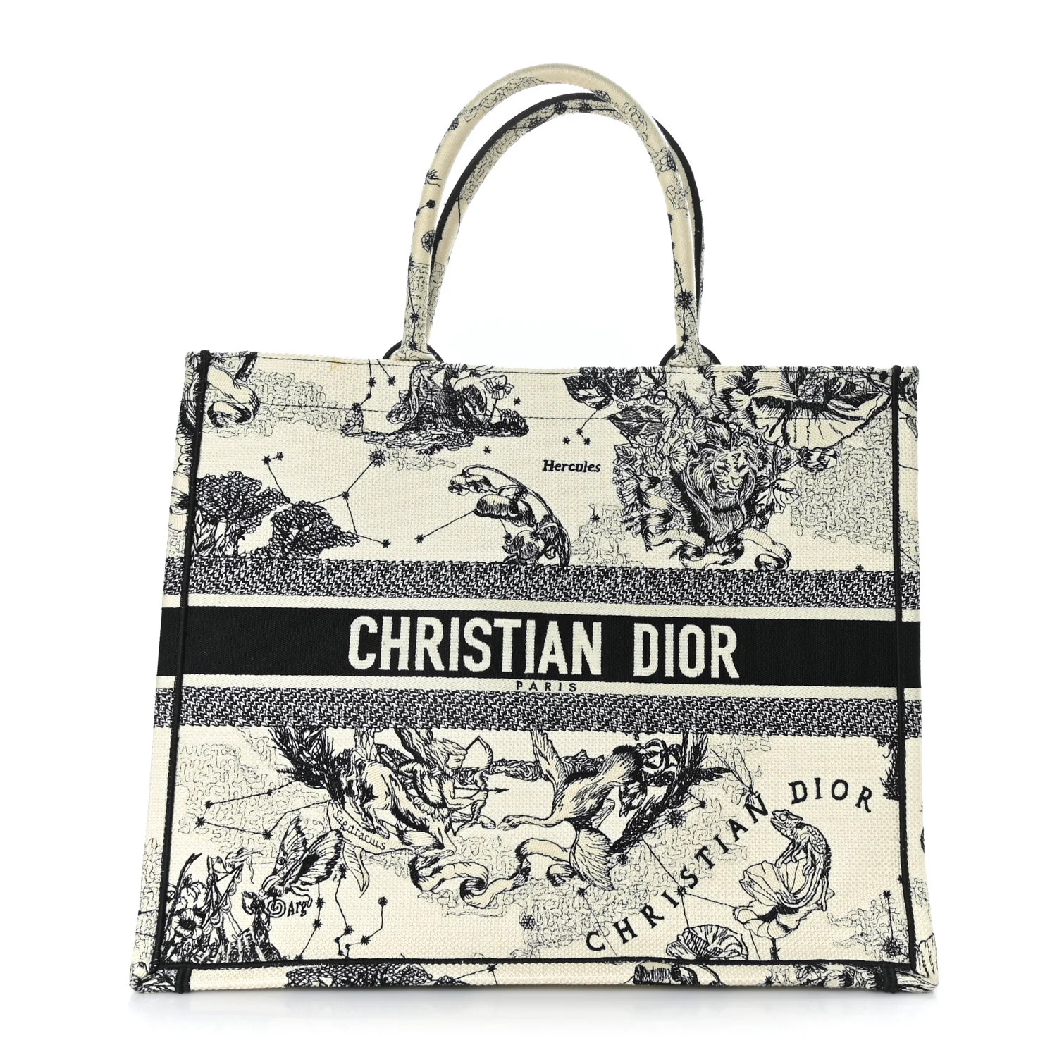 CHRISTIAN DIOR Canvas Embroidered Large Toile De Jouy Book Tote Latte | FASHIONPHILE (US)