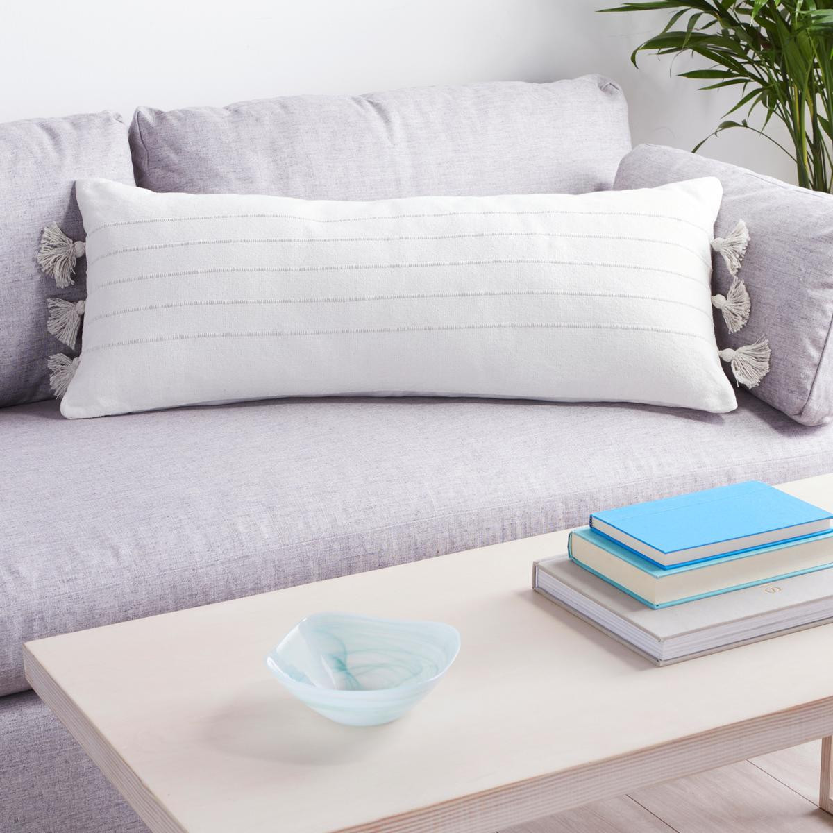 Clover by Jo 14" x 35" Stripe Tassel Cotton Pillow | HSN