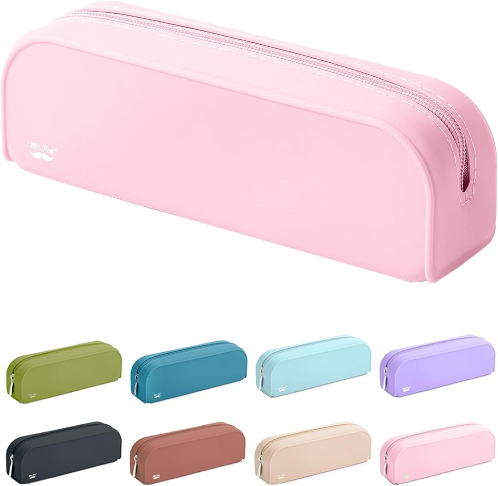 Mr. Pen- Silicone Pencil Case, Rose Pink Pencil Pouch, Pencil Case Small, Pencil Pouch Aesthetic,... | Amazon (US)