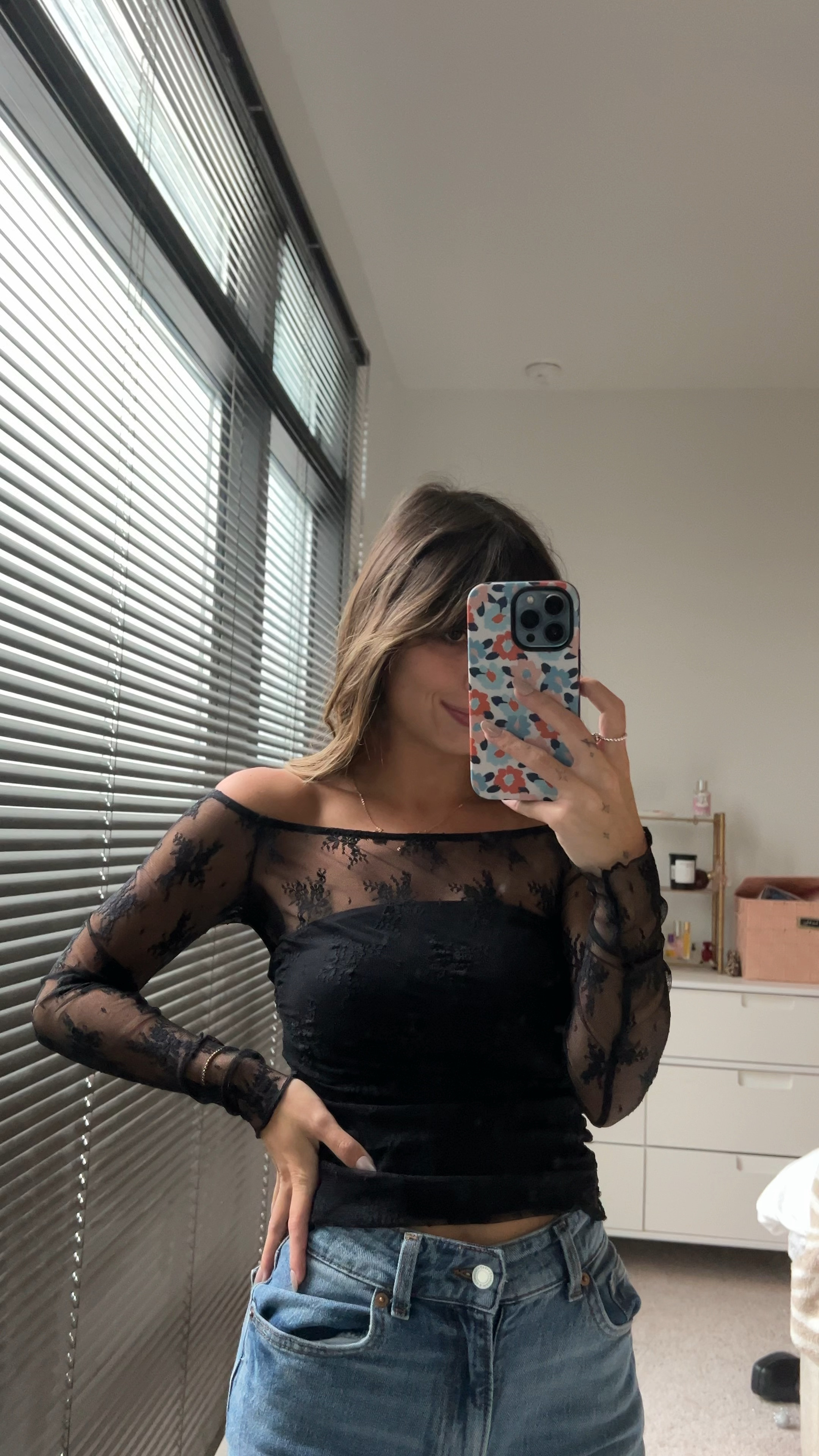 Abercrombie lace black off the shoulder top 