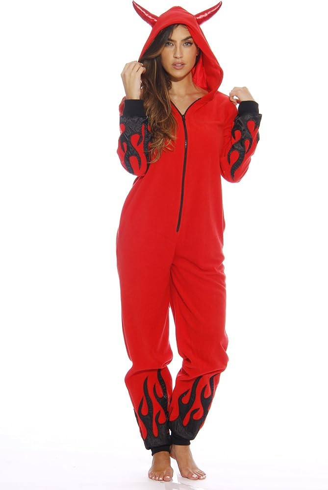 Just Love Devil Adult Onesie One Piece Fleece Pajamas - Cozy Kigurumi Cosplay Funny Hooded Hallow... | Amazon (US)