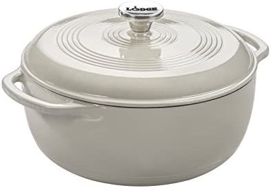 Lodge EC6D13 Enameled Cast Iron Dutch Oven, 6-Quart, Oyster White | Amazon (US)