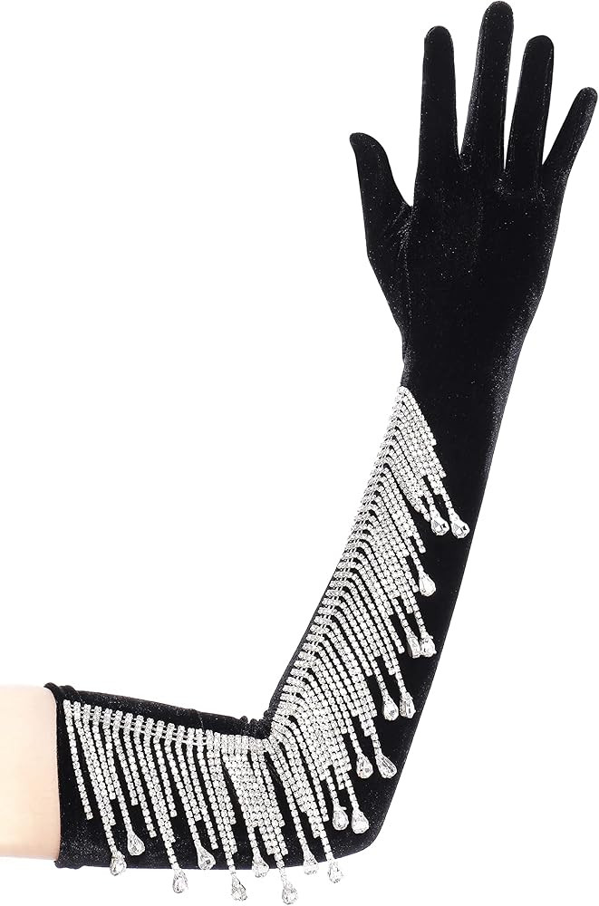 BABEYOND Long Opera Party Gloves 1920s Flapper Gatsby Accessories Velvet Stretchy Elbow Gloves | Amazon (US)