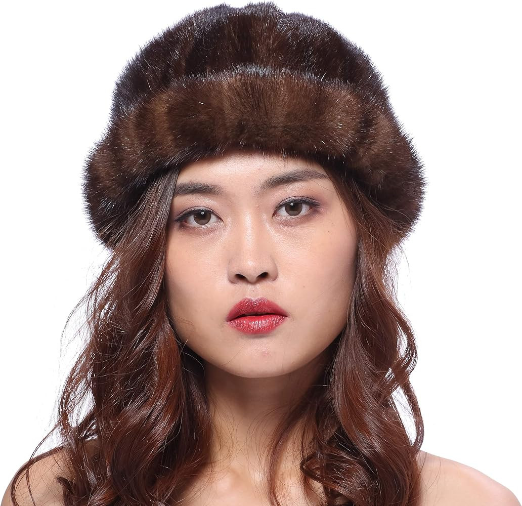 BeFur Russian Winter Real Mink Fur Top Roller Hat with Mink Brim for Women | Amazon (US)