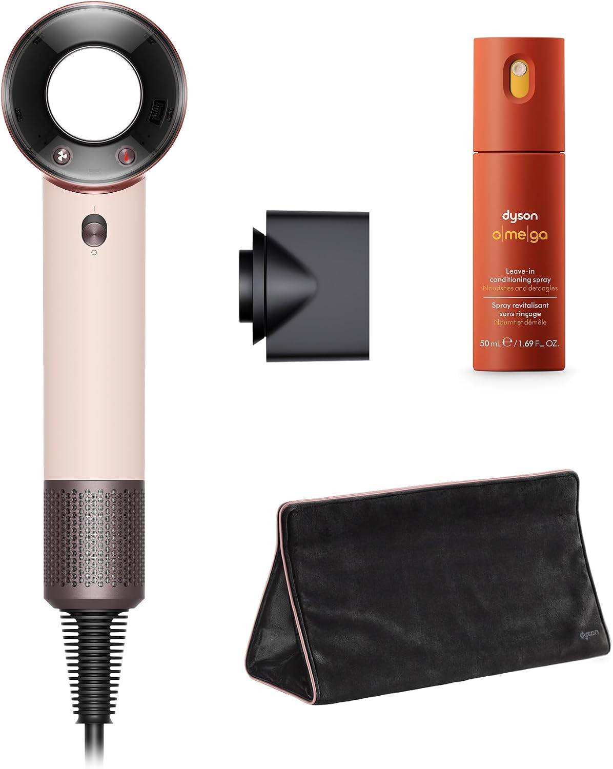 Dyson Supersonic Travel Styling Duo (Supersonic Travel™ Hair Dryer + Omega™ Leave-in Conditioning Spray) + Supersonic™ Travel Bag Black/Rose | Amazon (US)