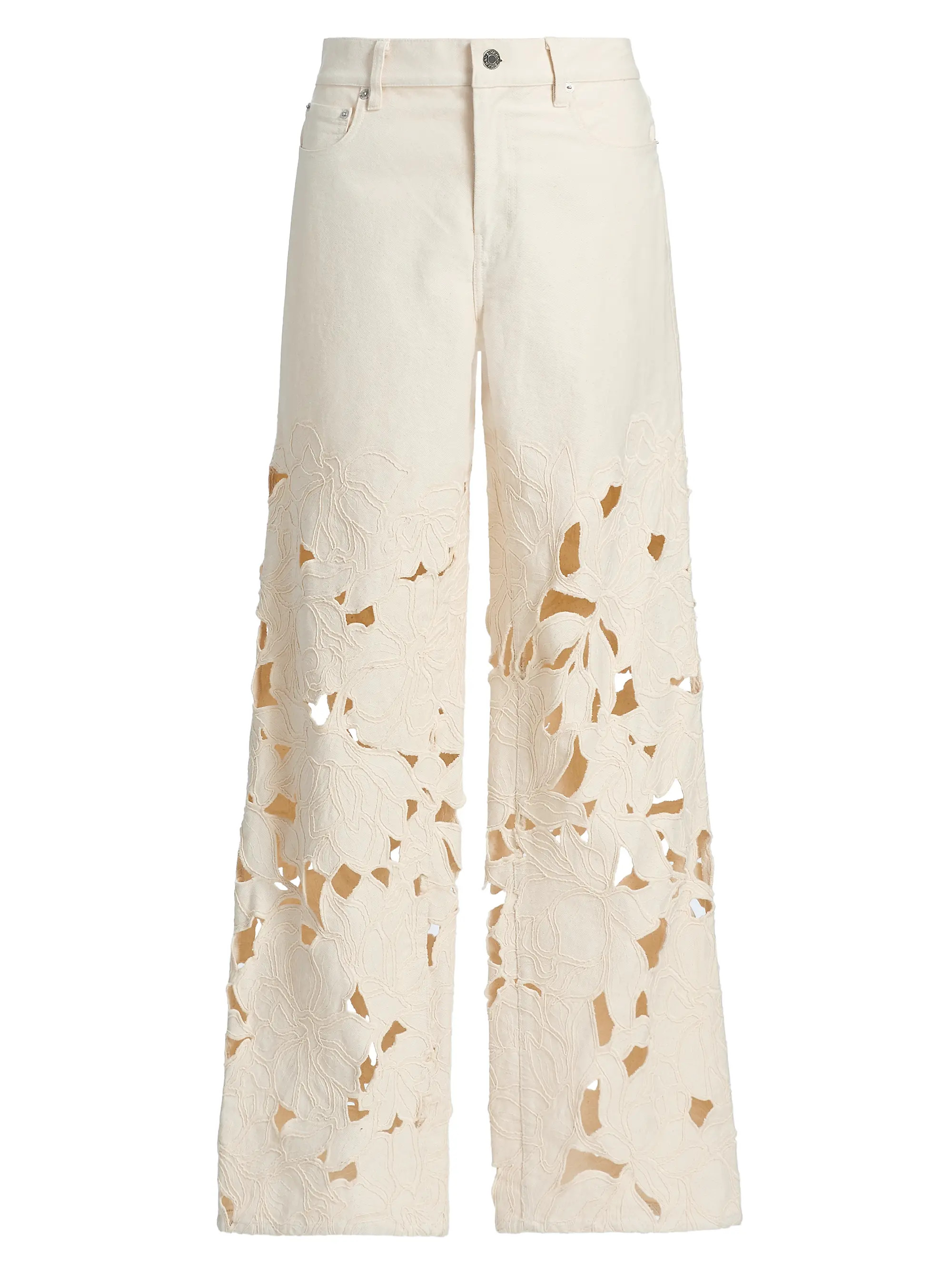 Betty Floral Cut Out Straight-Leg Jeans | Saks Fifth Avenue