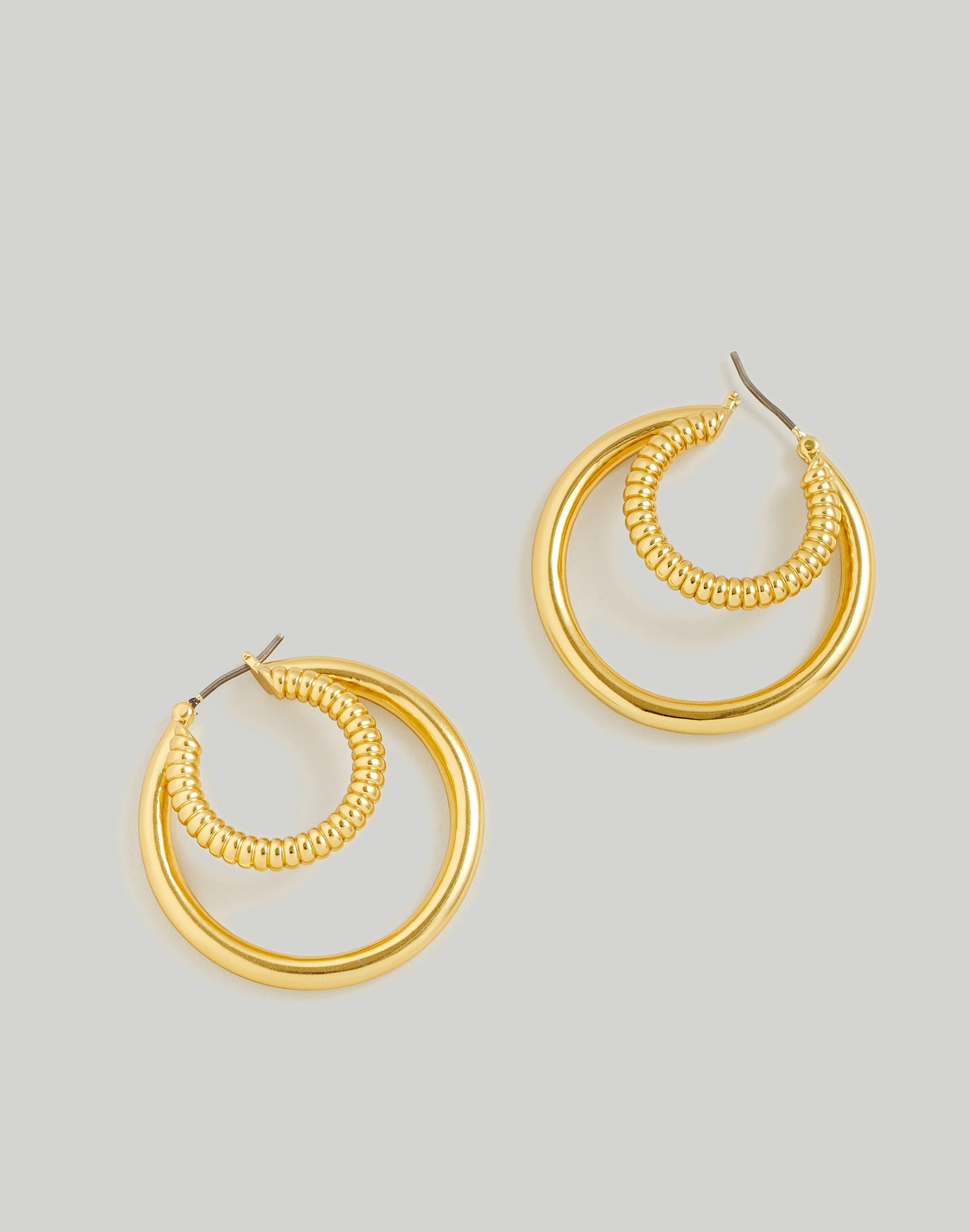 Ribbed Double Hoop Earrings | Madewell