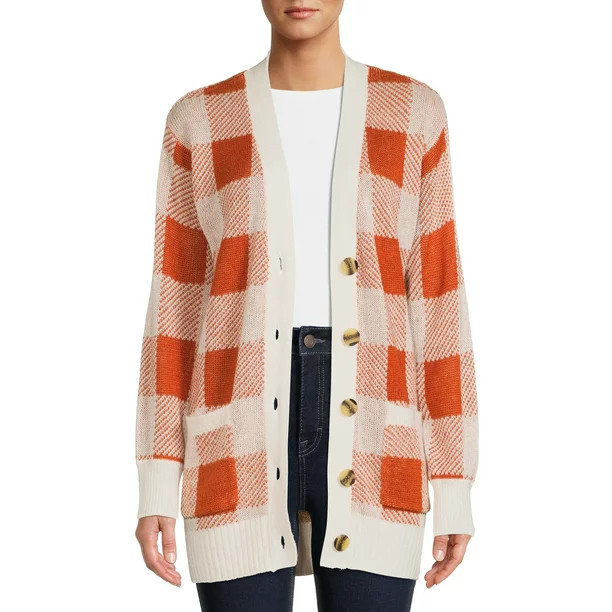 Heart N Crush Women's Plaid Cardigan Sweater | Walmart (US)