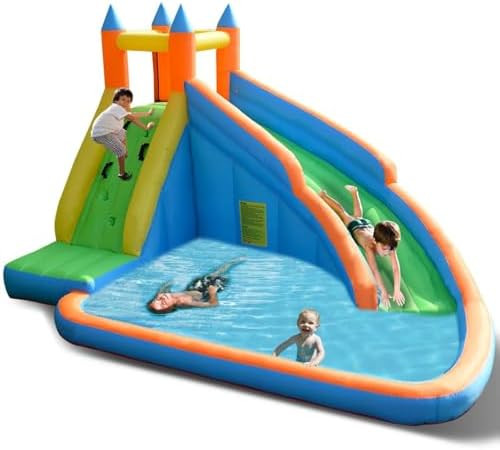 Costzon Inflatable Water Slide, Giant Bouncy Water Park Jump Castle Waterslide for Kids Backyard ... | Amazon (US)