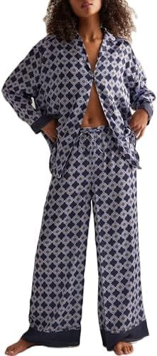 Yiulangde Womens Retro Floral Silk Cowgirl Pjs Satin Cute Wide Leg Pajama Pants Sets Girly Wester... | Amazon (US)