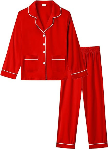 SWOMOG Kid Long Sleeve Pjs Set Girls Boys Modal Sleepwear Button-Down Lounge Set(4T-13T) | Amazon (US)
