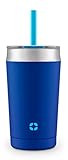 Ello Rise Vacuum Insulated Stainless Steel Tumbler with Optional Straw, 12 oz, Touchdown Blue | Amazon (US)