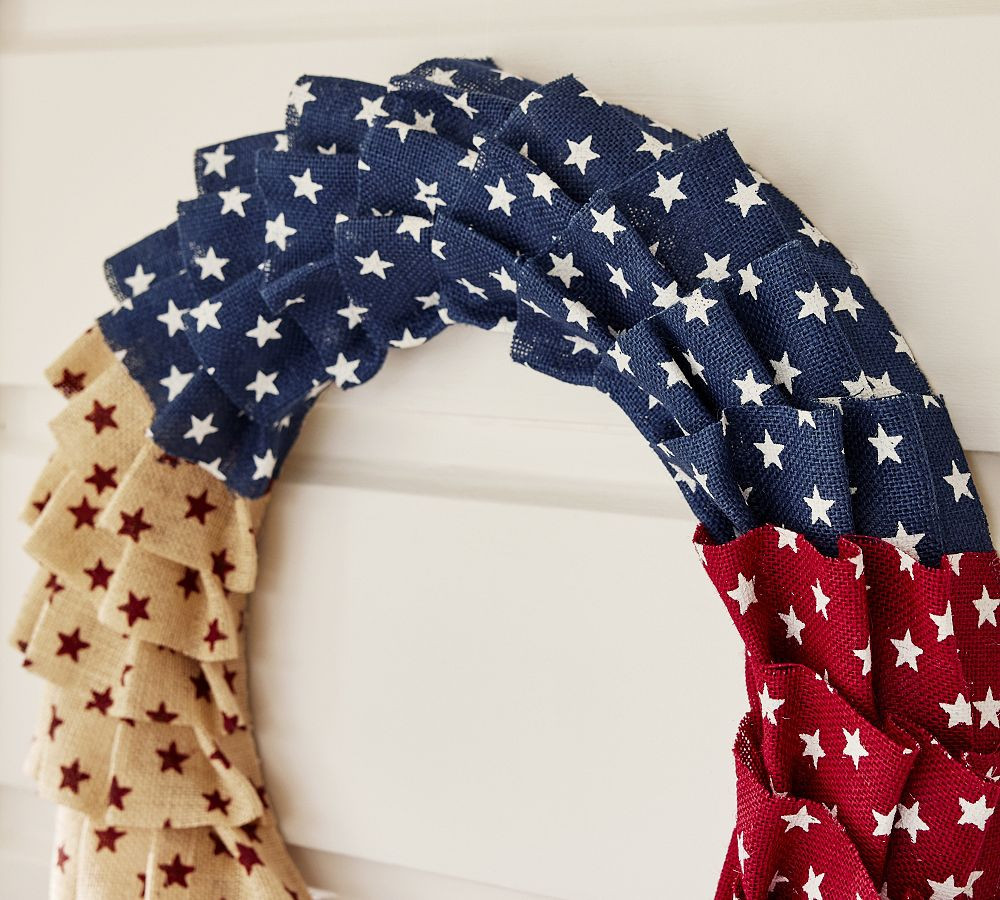 Liberty Handcrafted Burlap Wreath | Pottery Barn (US)