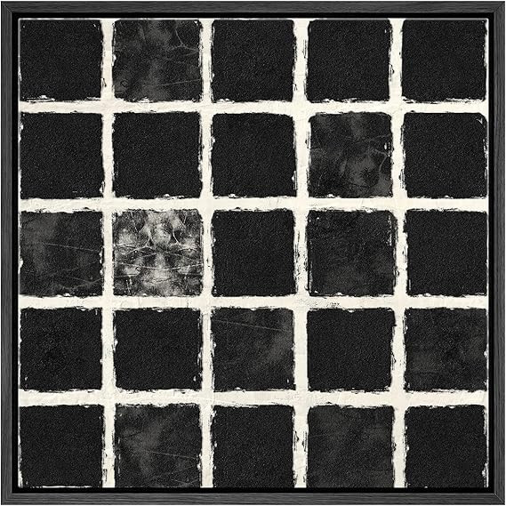 SIGNWIN Framed Canvas Print Wall Art Geometric Black Square Grid Landscape Abstract Shapes Illust... | Amazon (US)