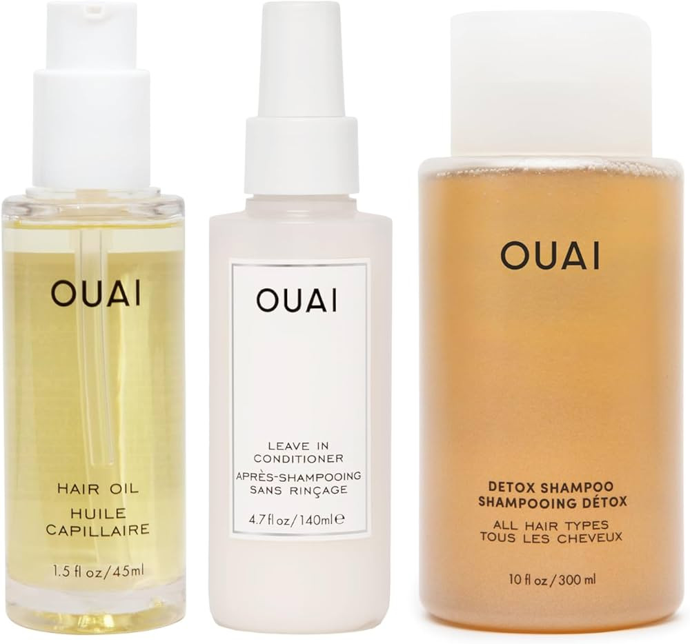 OUAI Hair Styling Bundle - Leave-In Conditioner, Hair Oil Spray, Detox Shampoo - Paraben, Pthalat... | Amazon (US)